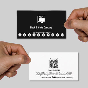 Cartão De Fidelidade Logotipo preto e branco minimalista Código QR de m