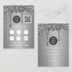 Cartão De Fidelidade Logotipo QR Código comercial Recompensa Punch Silv