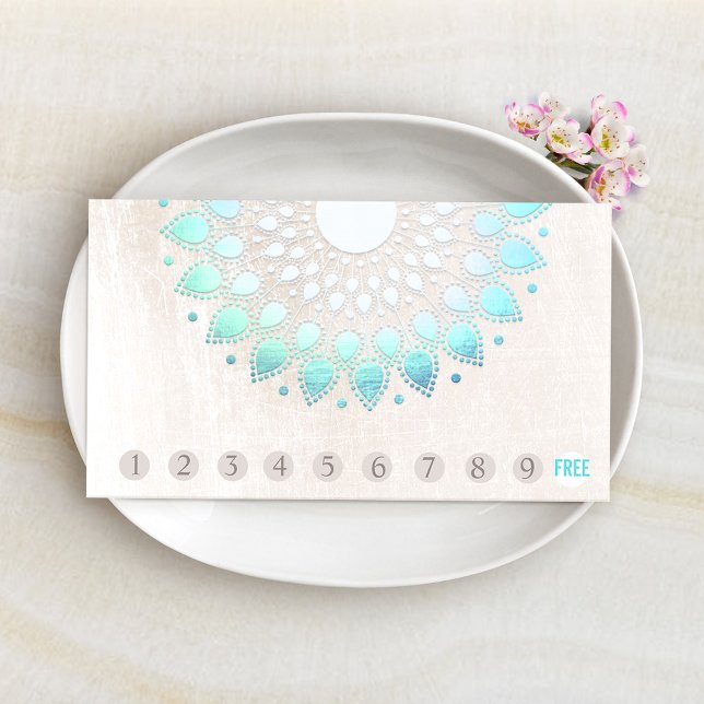 Cartão De Fidelidade Lotus Turquoise de Lealdade para o Cliente 10 Punc (Criador carregado)