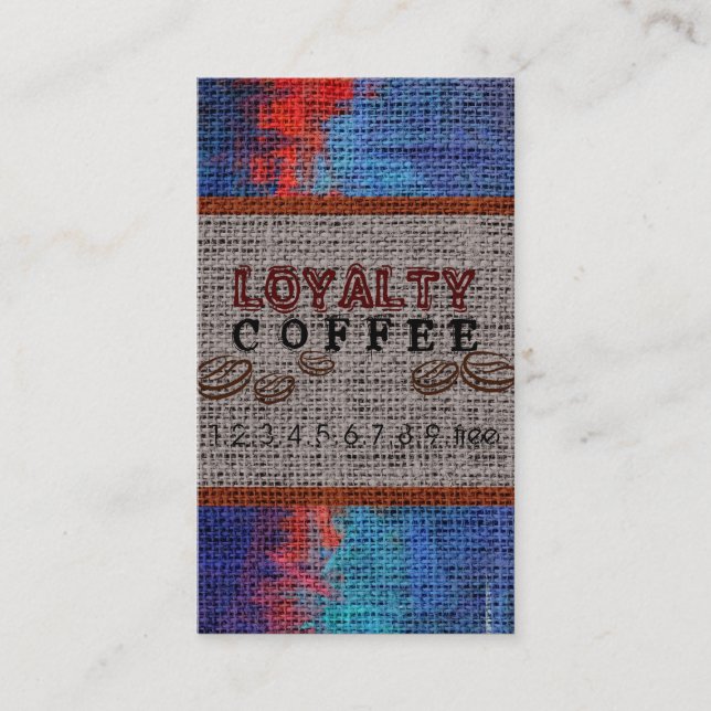 Cartão De Fidelidade Loyalty Café Burlap Look #6 (Frente)