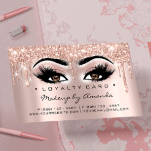 Cartão De Fidelidade Loyalty Card 6 Punch Makeup Lashes Heart Rose Brow