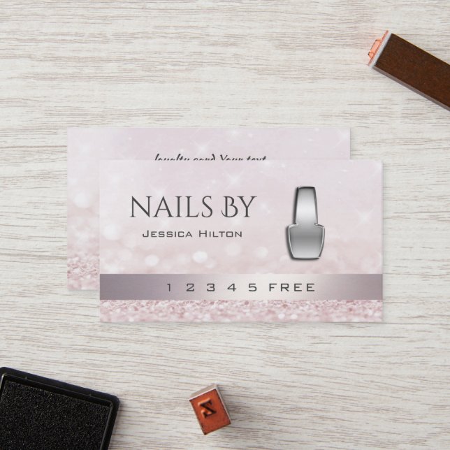 Cartão De Fidelidade loyalty card glittery bokeh brilhante nail pollish (Frente/Verso In Situ)