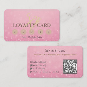 Cartão De Fidelidade Luxury Hair Studio Largura rosa e logotipo Doura