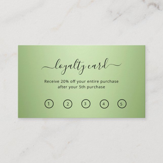 Cartão De Fidelidade Luxury Mint Green Beauty Salon (Frente)