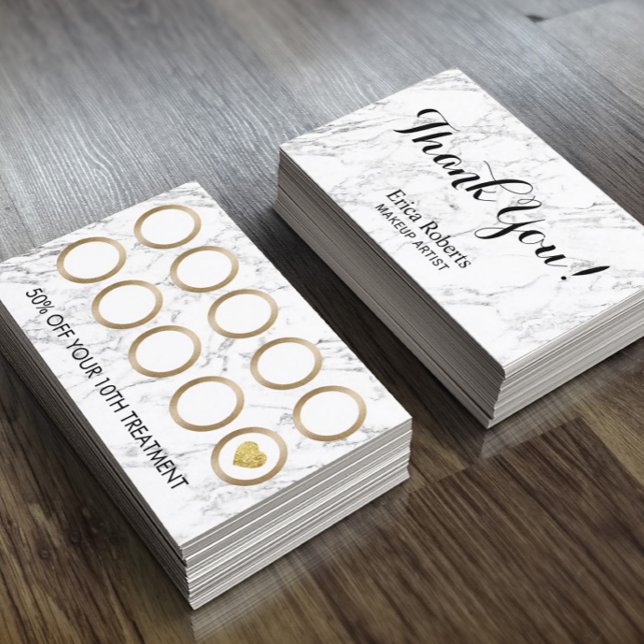 Cartão De Fidelidade Makeup Artist Hair Salon Modern Marble Loyalty (Criador carregado)