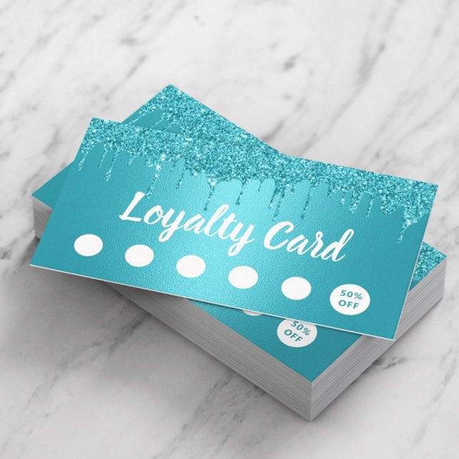 Cartão De Fidelidade Makeup Artist Hair Salon Turquoise reduz lealdade (Criador carregado)