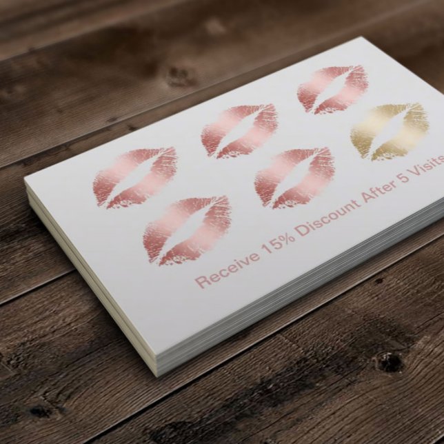 Cartão De Fidelidade Makeup Artist Rosa Lábios Dourados Loyalties Prate (Criador carregado)