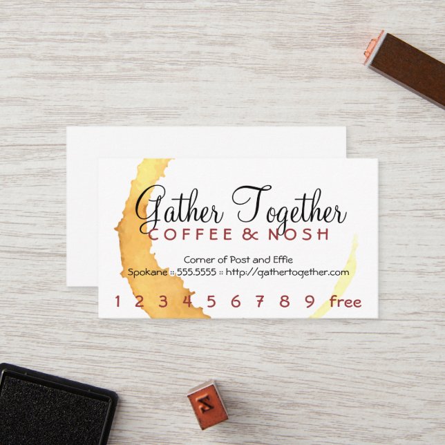 Cartão De Fidelidade Mancha do Café Reunir Punch / Cartão-Lealdade (Frente/Verso In Situ)