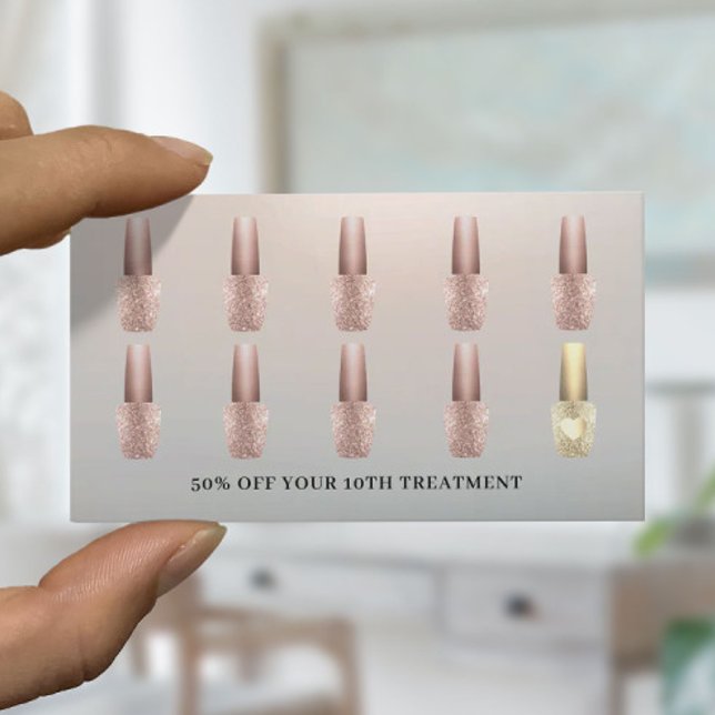 Cartão De Fidelidade Manicurista Polonês Salon Modern Silver (Criador carregado)