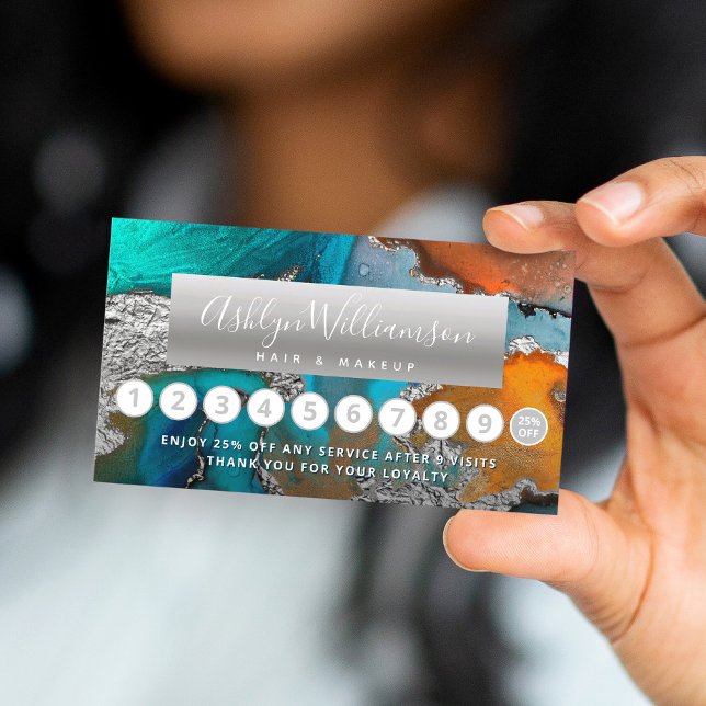 Cartão De Fidelidade Maquiagem salão de cabelos dourados (Criador carregado)