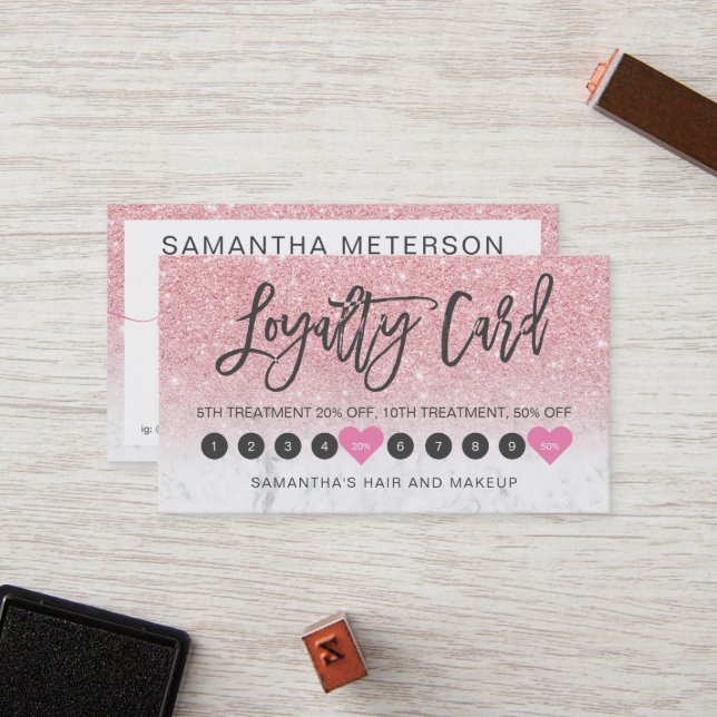 Cartão De Fidelidade Marble 10 de maquiagem de maquiagem do mbre brilha (Frente/Verso In Situ)