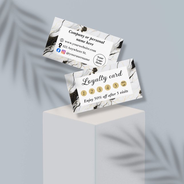 Cartão De Fidelidade Mármore preto e branco (Criador carregado)