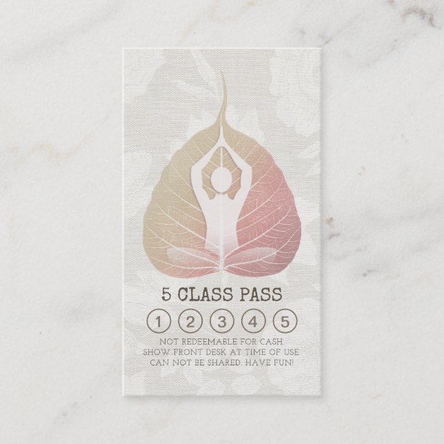 Cartão De Fidelidade Meditação de Classe Yoga Studio Passe Bodhi Leaf (Frente)