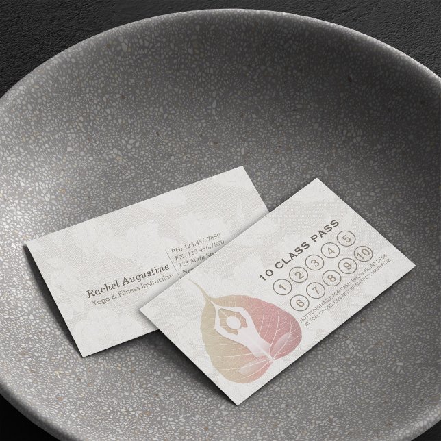 Cartão De Fidelidade Meditação de Classe Yoga Studio Passe Bodhi Leaf (Criador carregado)