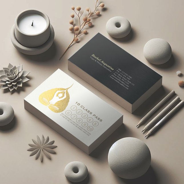Cartão De Fidelidade Meditação de Classe Yoga Studio Passe Bodhi Leaf (Criador carregado)