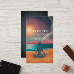 Cartão De Fidelidade Meditação Yoga Moon Sky Ocean Beach 5 Class Pass