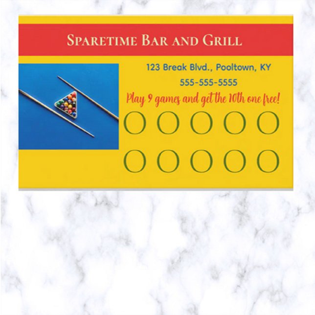 Cartão De Fidelidade Mesa de Piscina editável (Criador carregado)