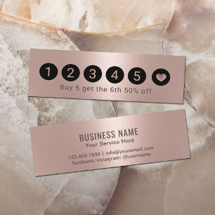 Cartão de fidelidade   Metálico Dourado Rosa moder