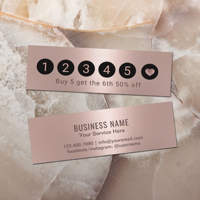 Cartão de fidelidade | Metálico Dourado Rosa moder (Criador carregado)