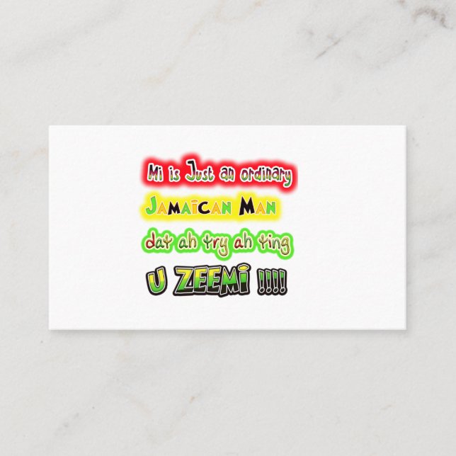 Cartão De Fidelidade Mi Só um jamaicano comum que tenta uma coisa (Frente)
