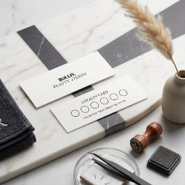 Cartão De Fidelidade Minimalista Carvão Linen | Lash Tech & Beleza