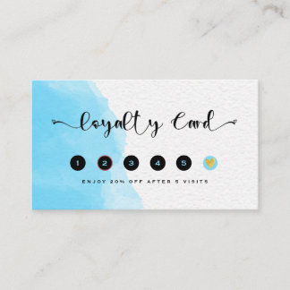 Cartão De Fidelidade Moda de Aquarela Azul Moderna