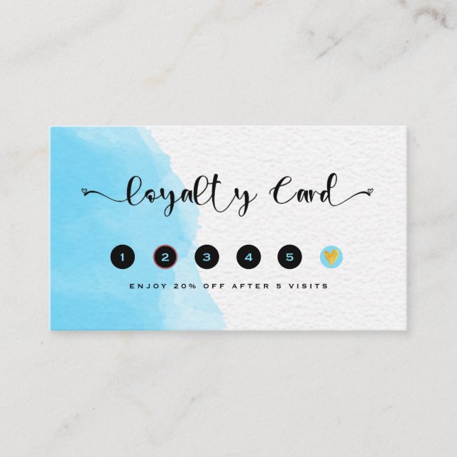 Cartão De Fidelidade Moda de Aquarela Azul Moderna (Frente)