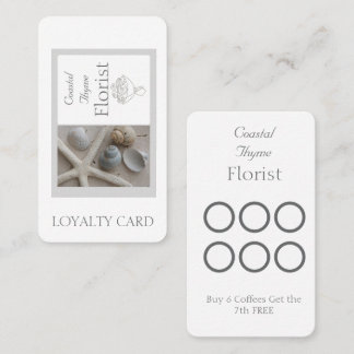 Cartão De Fidelidade Modelo de logotipo de florista costeira editável