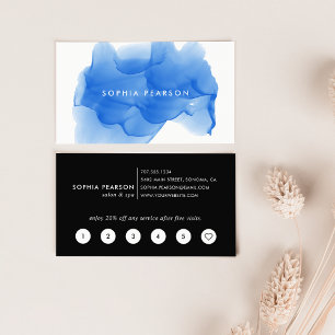 Cartão De Fidelidade Modern Cobalt Blue Watercolor Blot Loyalty Card