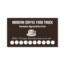 Modern Coffee Truck Brown Loyalty Punch Card