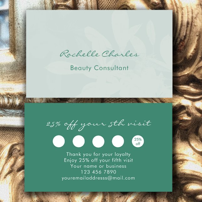 Cartão De Fidelidade Modern Elegant Eucalyptus Green Beauty Consultant (Add your name and custom text for a sage green botanical customer loyalty card.
)