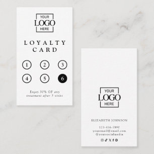 Cartão De Fidelidade Modern Minimalist Black White Professional Reward