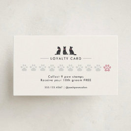 Cartão De Fidelidade Modern Neutral Cat Grooming Loyalty Card