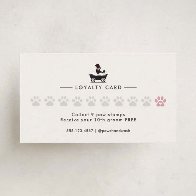 Cartão De Fidelidade Modern Neutral Mobile Dog Groomer Loyalty Card (Criador carregado)