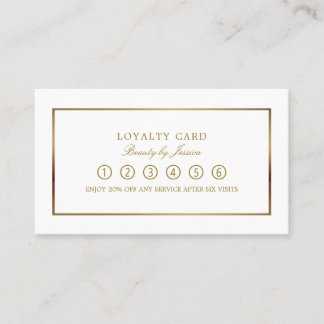 Cartão De Fidelidade Moderno e elegante, branco e Dourado,