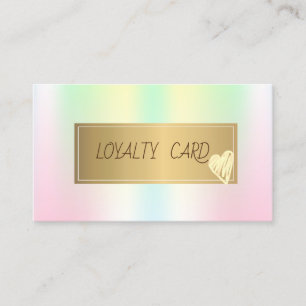 Cartão De Fidelidade Moderno Quadro Elegante Dourado Coração Iridescent