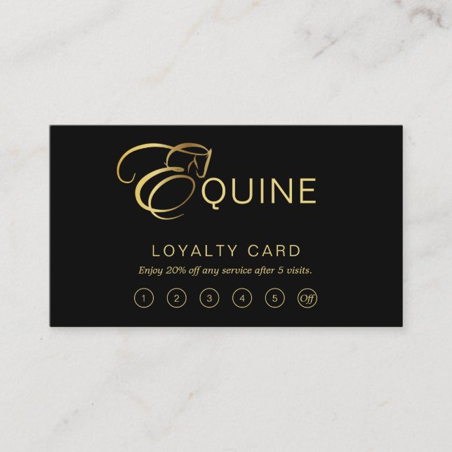 Cartão De Fidelidade Monograma - Letra E Cavalo em ouro (Frente)