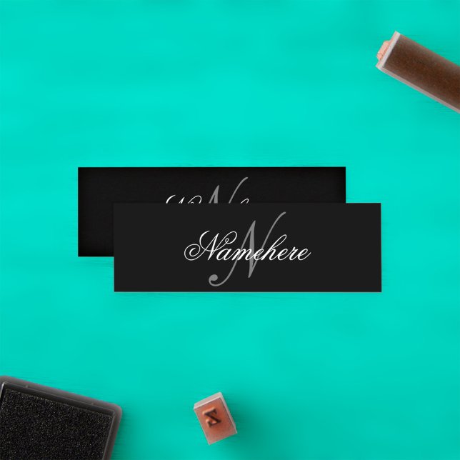 Cartão De Fidelidade Monograma Personalizado Único de Nomes Preto e Bra (Criador carregado)