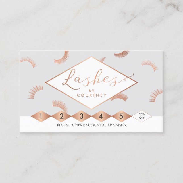 Cartão De Fidelidade Muitos Lashes Lash Salon Cinza (Frente)