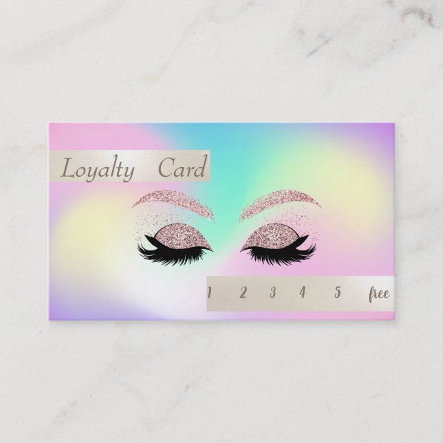 Cartão De Fidelidade Na moda Glittery Faux Lashes Ombre Holographic (Frente)