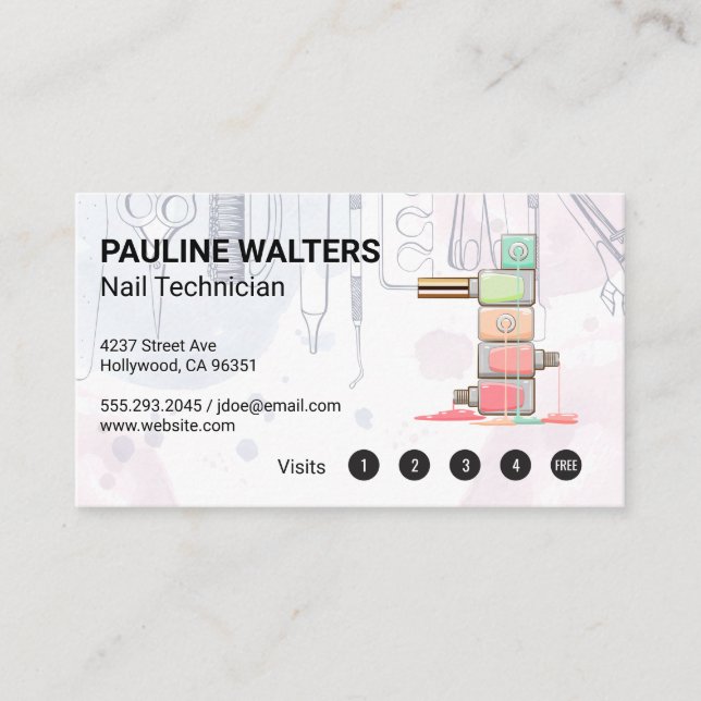 Cartão De Fidelidade Nail Poli | Ferramentas do Manicure (Frente)