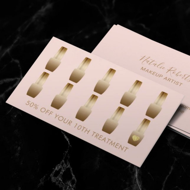 Cartão De Fidelidade Nail Salon Makeup Artist Manicurist Blush Loyalty (Criador carregado)