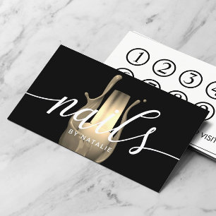 Cartão De Fidelidade Nail Salon Manicurist Gold Polish Bottle Loyalty