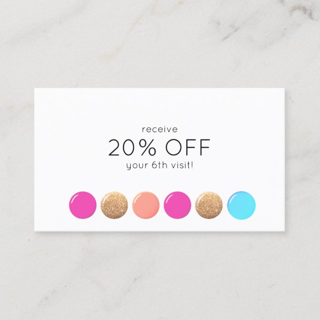 Cartão De Fidelidade Nail Salon Manicurist Loyalty 6 Punch (Frente)