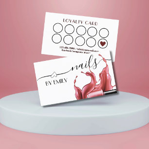 Cartão De Fidelidade Nail Salon Polonês Botão Espalhar Pastel