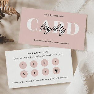 Cartão De Fidelidade Negócio de Script Branco Mínimo e Elegante, Cor-de
