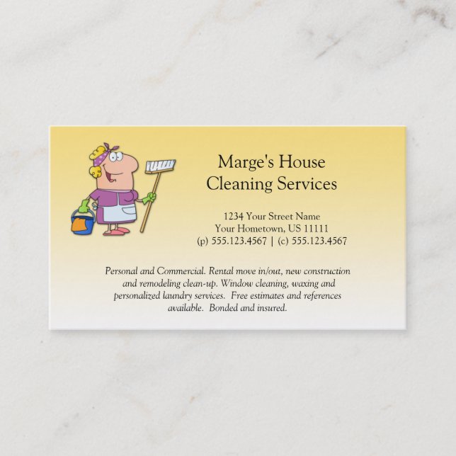 Cartão De Fidelidade Negócio louro da senhora de limpeza lealdade da (Frente)