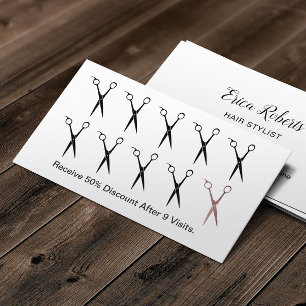 Cartão De Fidelidade O cabeleireiro Scissors o perfurador liso simples