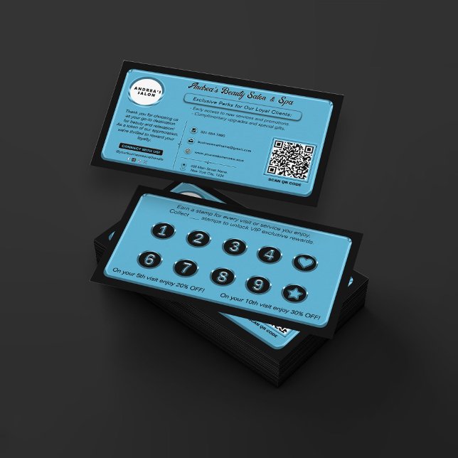 Cartão De Fidelidade O Modern Blue Business Rewards Promo Oferece Clien (Criador carregado)