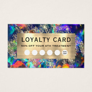 Cartão de fidelidade opal azul brilhante Dourado